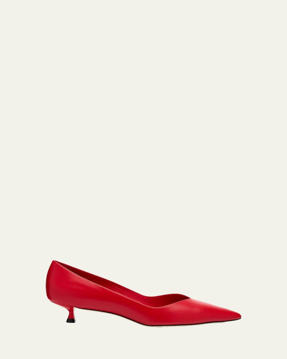 Eva Leather Kitten-Heel Pumps